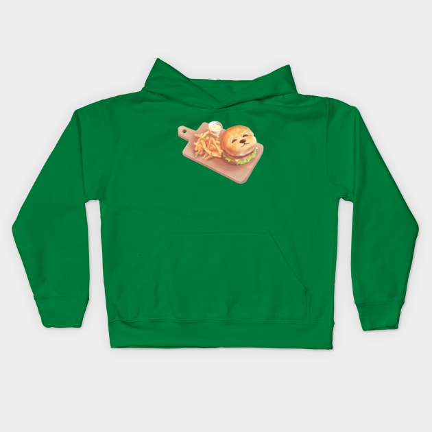 Smile Dog Burger and Fries Kids Hoodie by zkozkohi